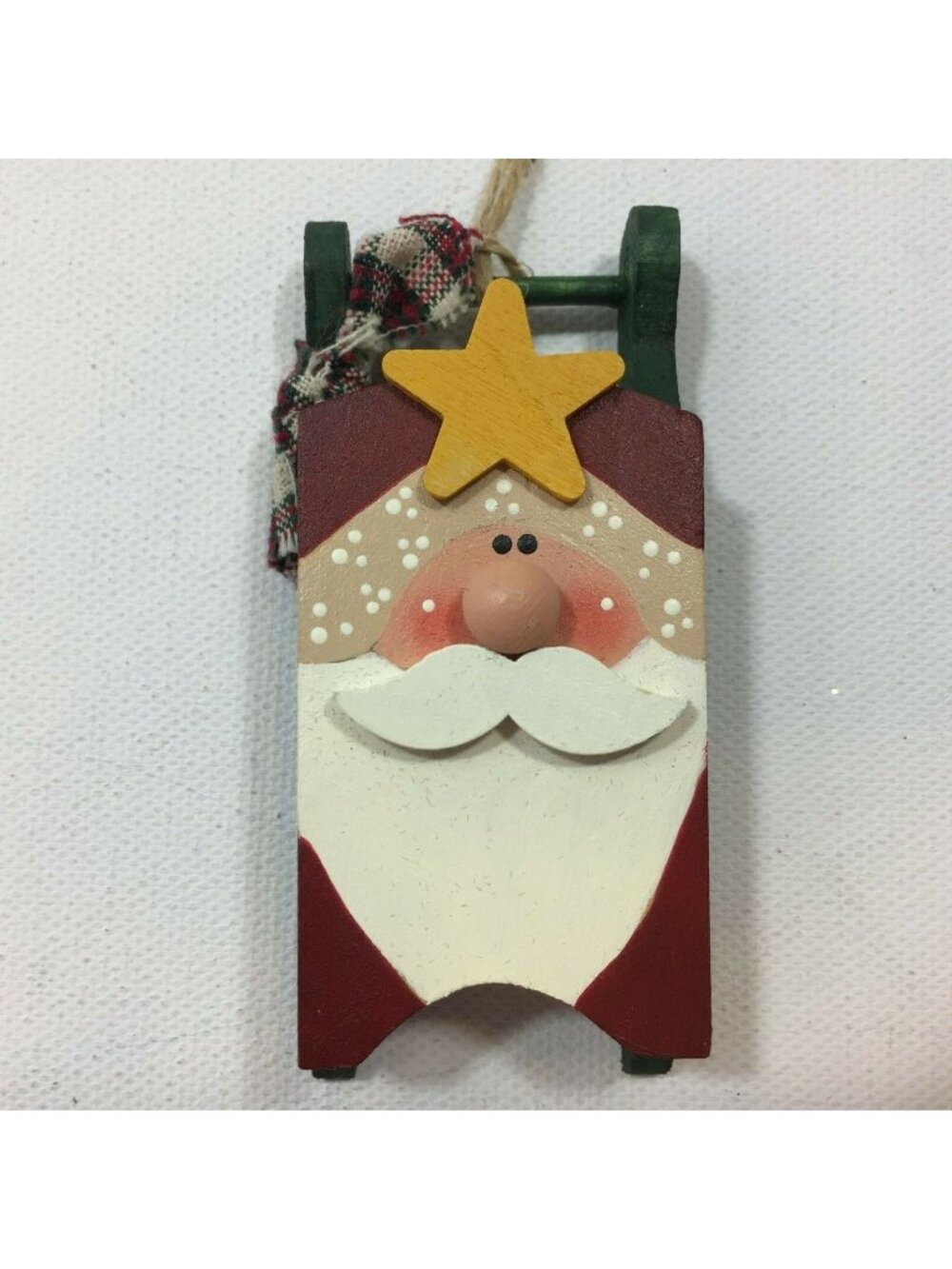 Primitive Santa Sled Sleigh Star Christmas Tree Ornament Hanger Country Decor